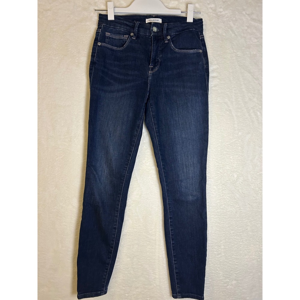 Good American Good Legs Crop Skinny Jeans Women 2/26 Dark Wash High Rise Denim
